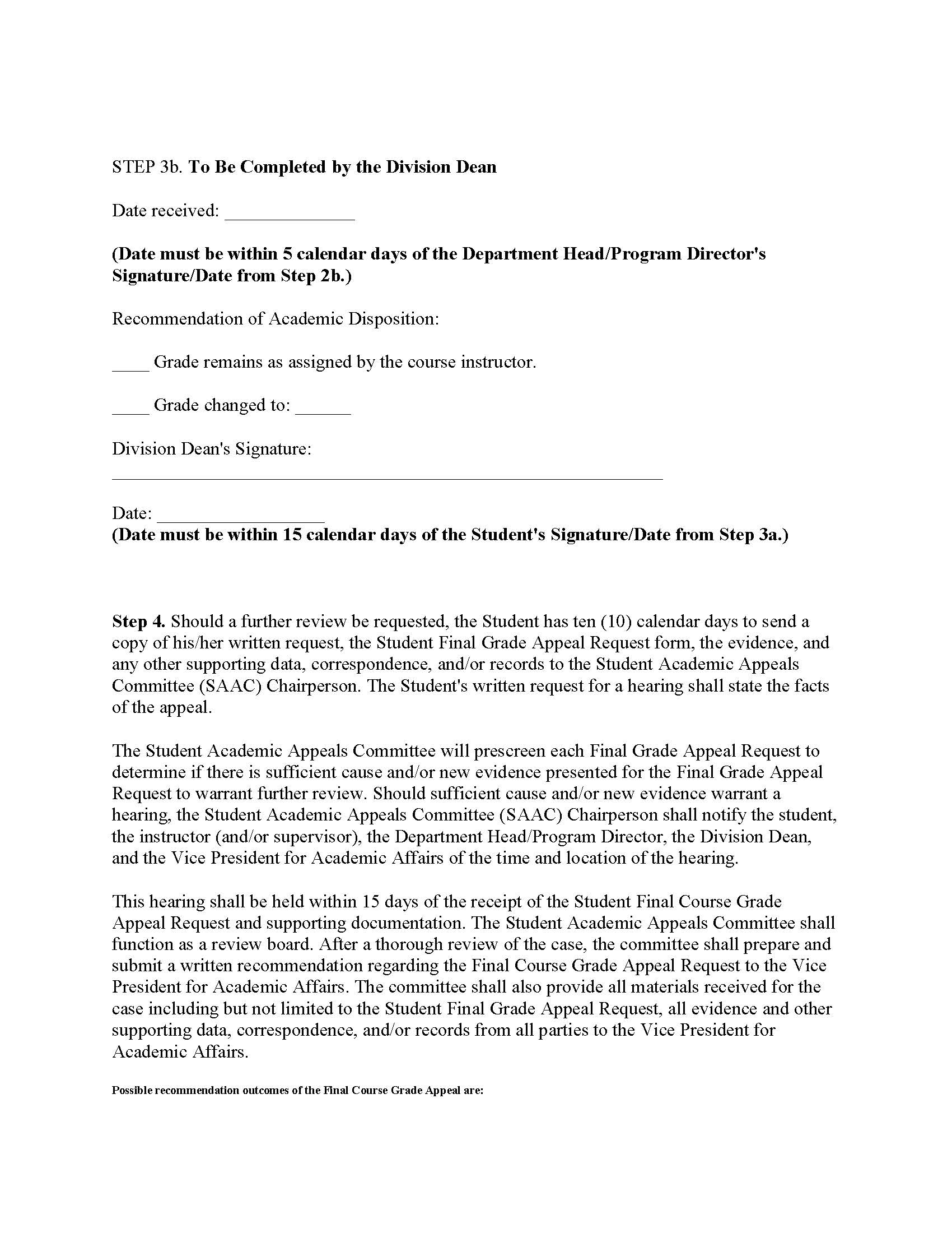 Student Final Course Grade Appeal Request page 5 of 7 